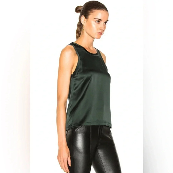! Nwt NILI LOTAN Alice Pine Green Silk Tank small - Picture 3 of 6